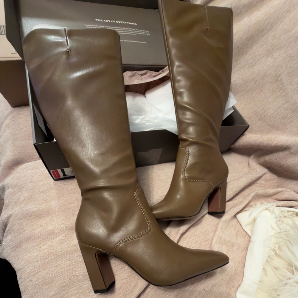 Franco Sarto Bowman New Knee High Boot Woodland Brown Stretch Wide Calf 7 M